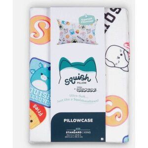 Squishmallows Standard/King Size Ultra-Soft Pillowcase With Cute Food & Characte